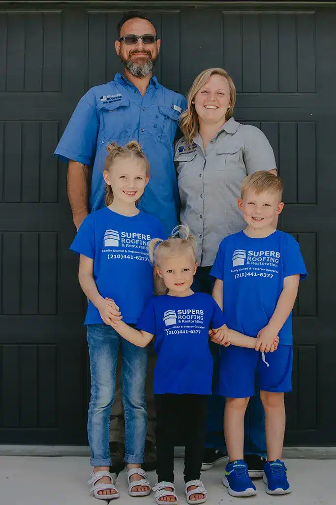 A family picture of Josh Janczewski with his wife and children.